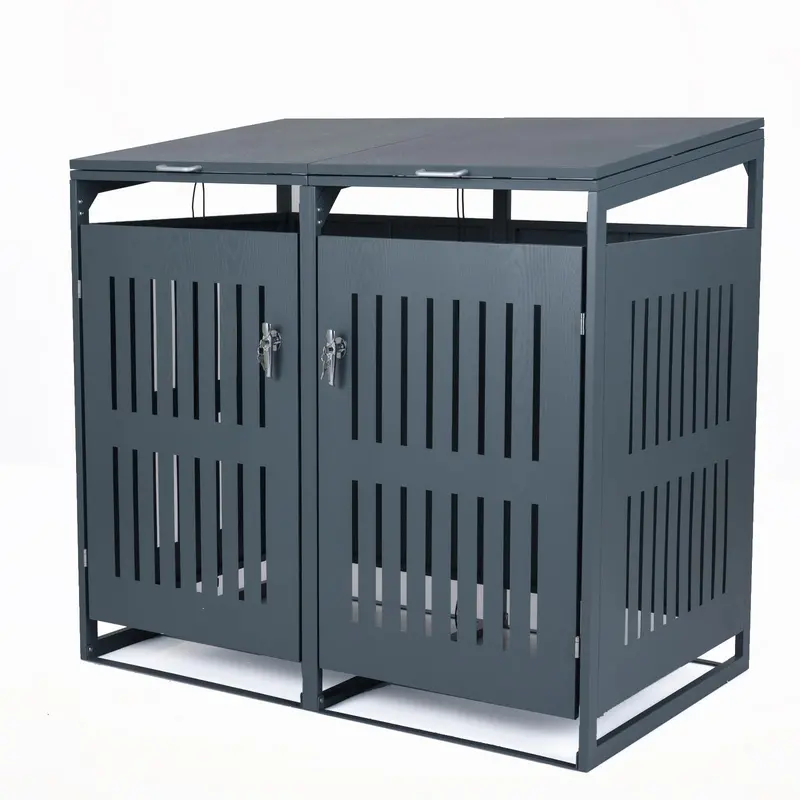44 Cu. Ft. Dual-Bin Outdoor Trash Storage Shed with Gas-Assist Lid