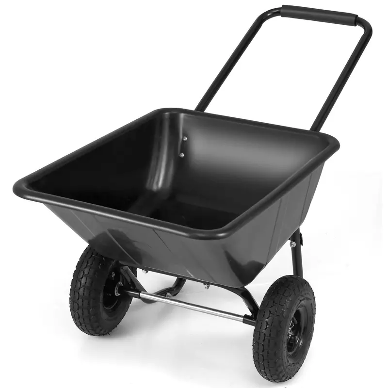 Dual-Wheel Pneumatic Wheelbarrow – Heavy-Duty Garden Cart with 330 LB Load Capacity