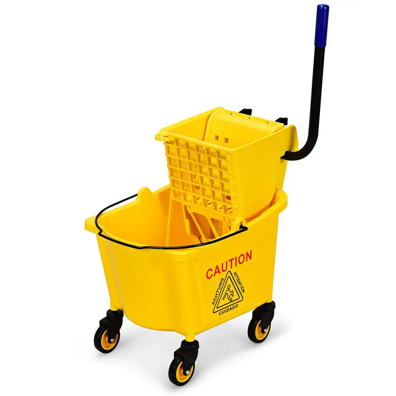 Commercial-Grade Mop Bucket with Integrated Wringer – Portable and Efficient Cleaning Solution