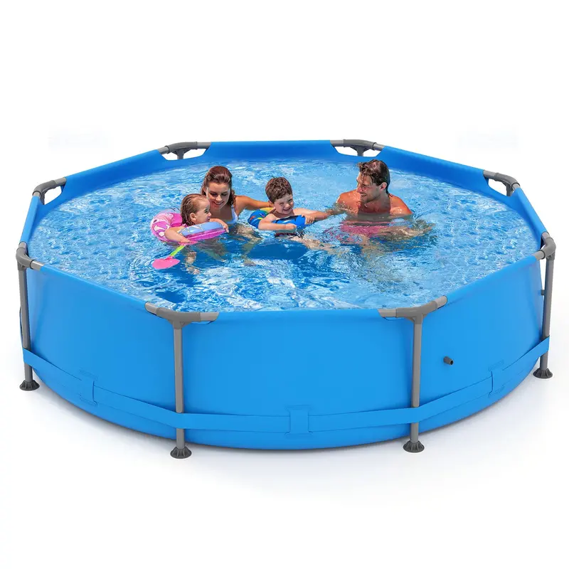 10′ Square Family-Friendly Above-Ground Pool Kit with PVC Liner & Drain Valve