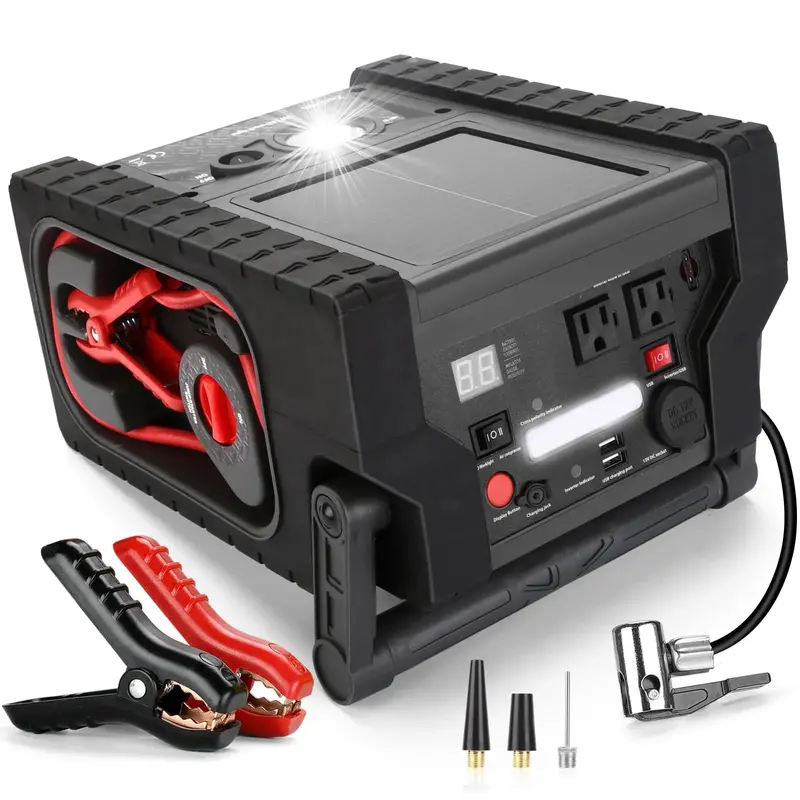 ZD-529 All-in-One Portable Power Station – 400W Inverter, 260 PSI Air Compressor, Jump Starter & 12V Charger with Dual AC/DC/USB Outputs
