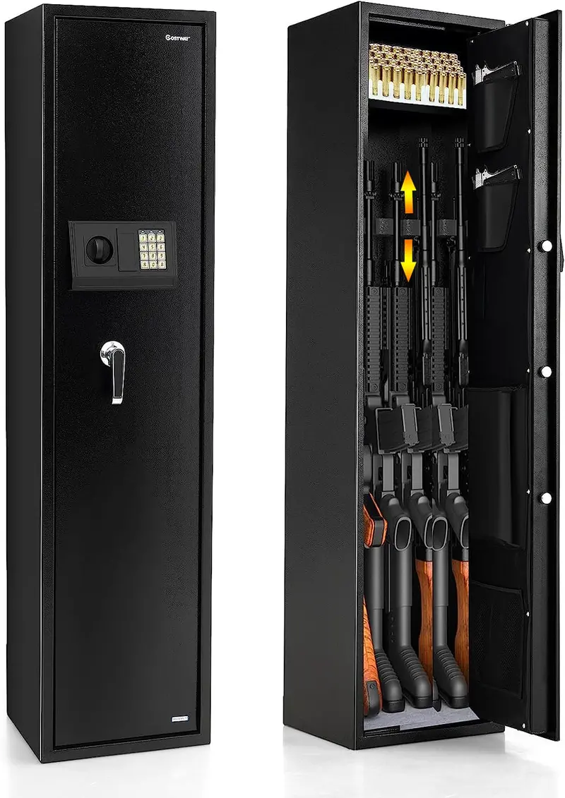 5-Gun Rifle Safe with Integrated Ammo Storage Compartment