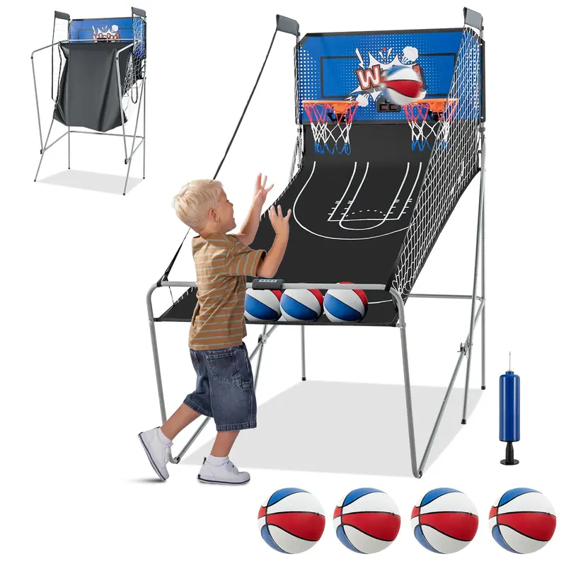 Foldable Dual-Player Basketball Arcade Game for Home or Office