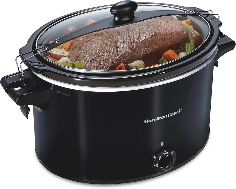 10-Quart Extra-Large Slow Cooker – Portable ‘Stay or Go’ Design with Secure Lid Lock