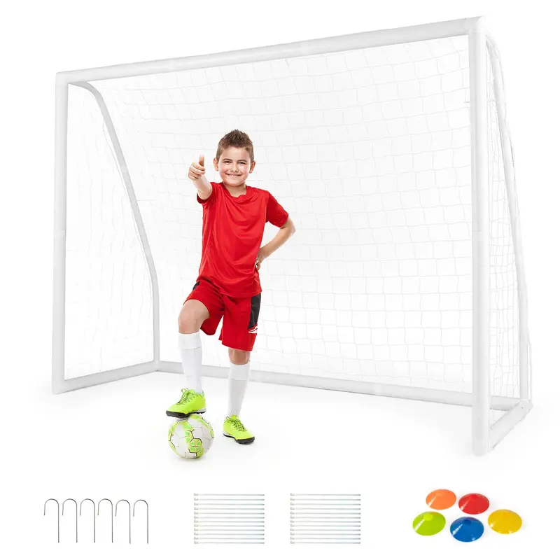 8ft x 6ft Durable Soccer Goal with Reinforced UPVC Frame and Heavy-Duty Netting