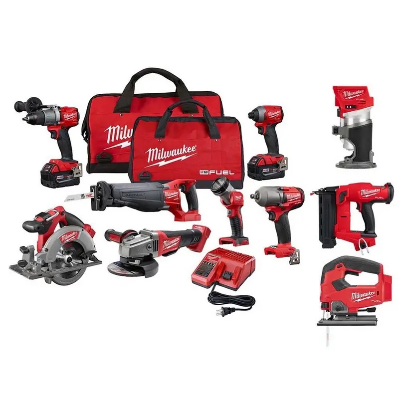 Milwaukee M18 FUEL 10-Tool Cordless Combo Kit – Includes Two 5.0Ah Batteries, Charger & Tool Bags (2024 Model)
