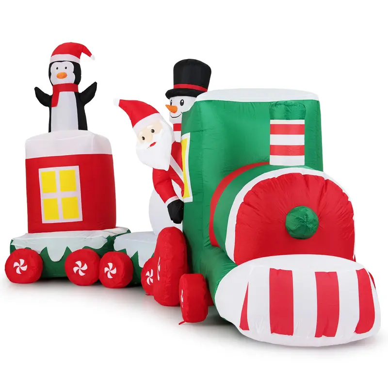 11.5-Foot Inflatable Christmas Train – Festive Outdoor Decoration with Santa, Snowman & Penguin Characters