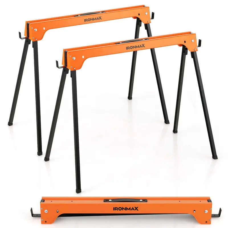 Twin Folding Sawhorses – Heavy-Duty 2×4 Support with 1322 LB Total Capacity