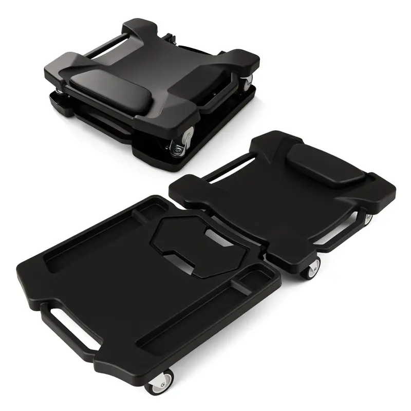 43-Inch Padded Mechanic Creeper with Contoured Headrest and Dual Tool Trays