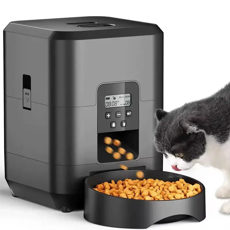 2L Compact Automatic Cat Feeder – LCD Timer, Slow-Feed Mode & Dry Food Dispenser for Small Pets