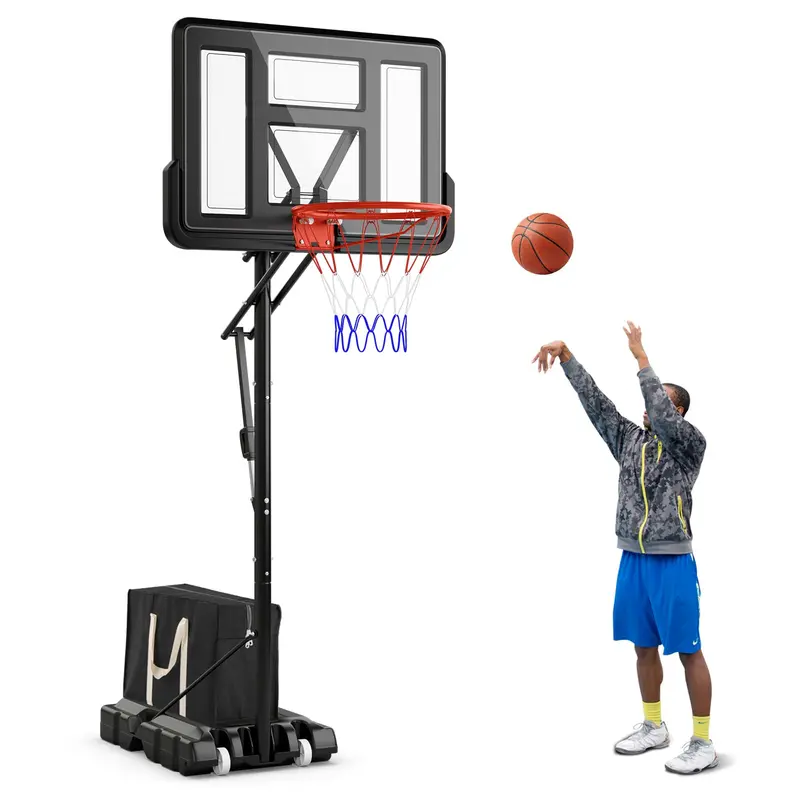 Adjustable Portable Outdoor Basketball Hoop System – 7.9 to 10 FT Height, 44″ Shatterproof Backboard