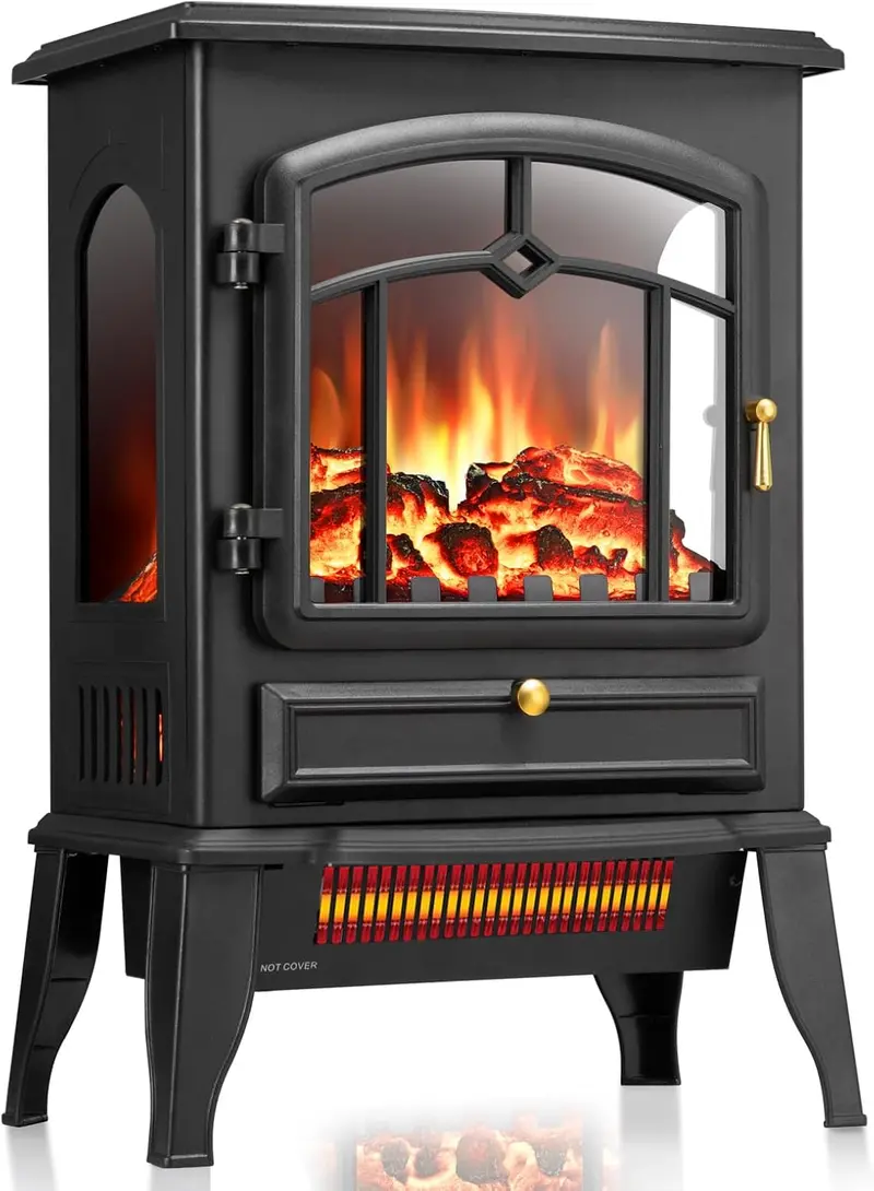 ZAFRO Freestanding Electric Fireplace Stove – Realistic Flame Effect & 5100 BTU Heating Capacity