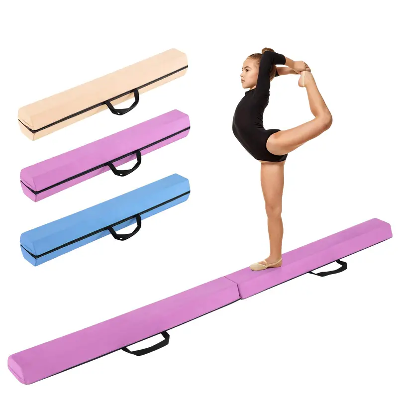 7-Foot Foam Balance Beam — Gymnastics Training Equipment with Removable Suede Cover