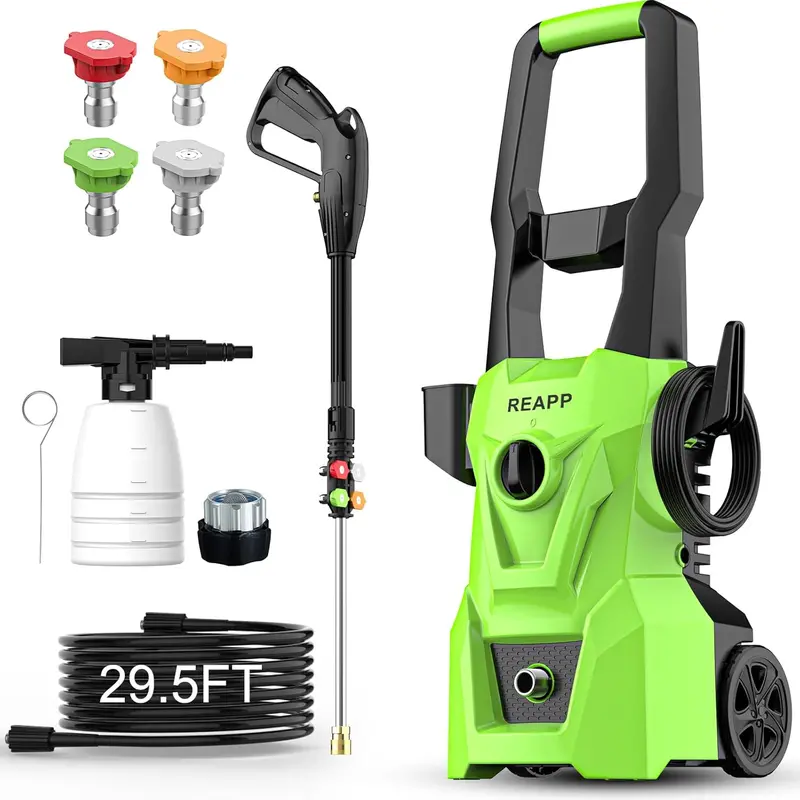 2400 PSI Electric Pressure Washer – Foam Cannon, 4 Quick-Connect Nozzles & 2.4 GPM for Driveways, Decks & Vehicles