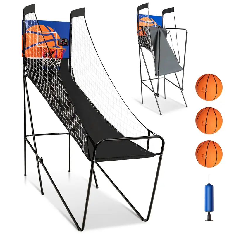 Electronic Indoor Basketball Arcade – Single-Player Shootout Game with Three Practice Balls