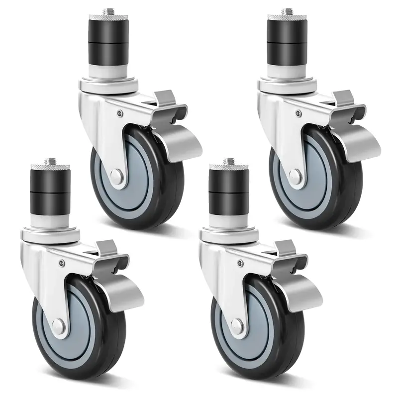4-Inch Caster Wheel Set – Expandable Stem, 4-Pack with 2 Brake Wheels