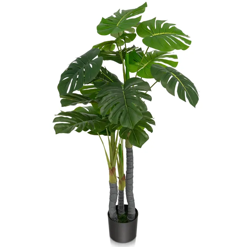 4-Foot Fake Monstera Deliciosa Plant with Bold Tropical Leaves