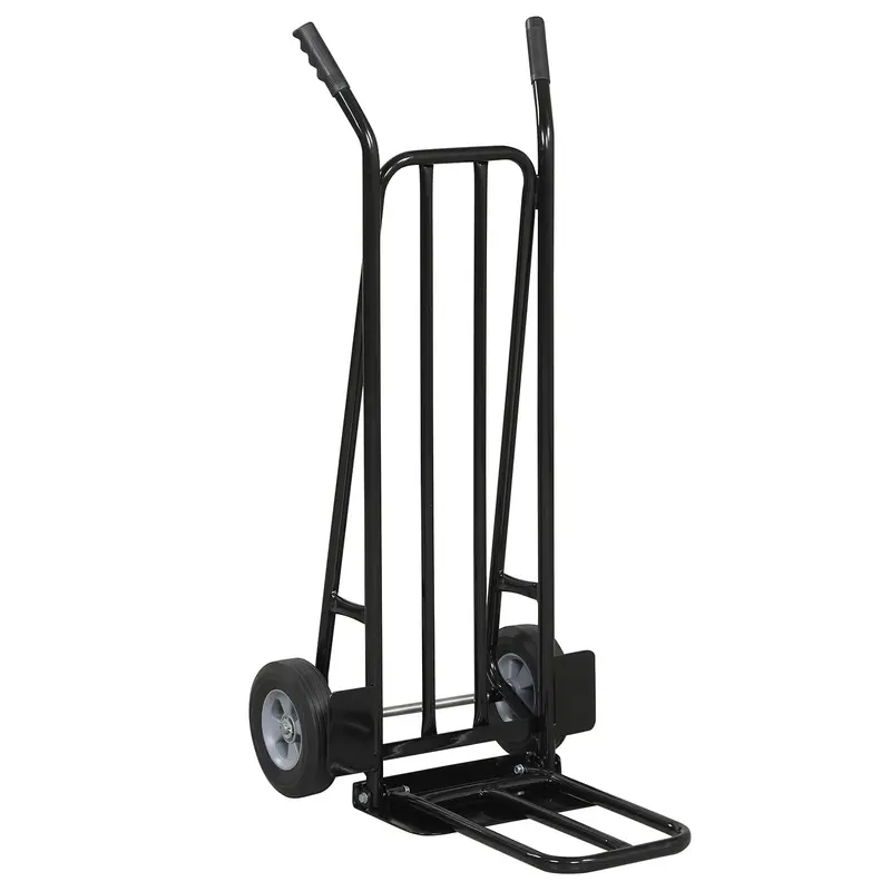 Heavy-Duty Hand Truck Dolly – Metal Moving Cart with Dual Fold-Down Nose Plates & Reinforced Frame