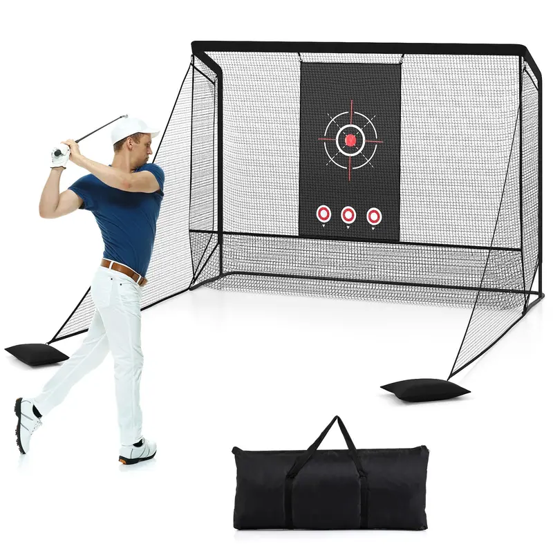 Golf Practice Hitting Net with Dual Side Barriers – Indoor/Outdoor Training Cage