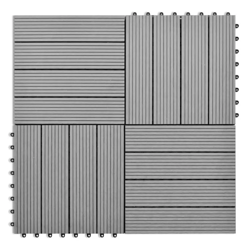 Gray WPC Decking Tiles – 30×30 cm Interlocking Planks (11 pcs per sqm)