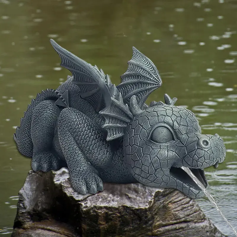 Resin Dragon Water Feature Statue | Realistic Spraying Fountain for Landscaping