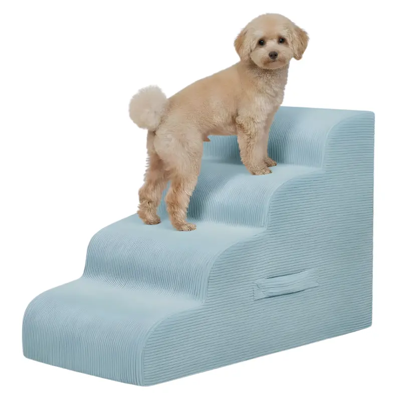 4-Step Foldable Pet Ramp Stairs for Beds and Sofas