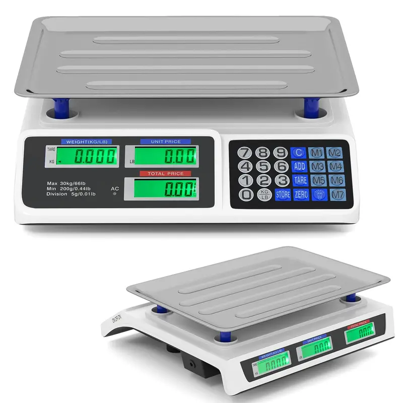 Commercial-Grade 66-Pound Capacity Price Computing Scale with Dual LCD Screens
