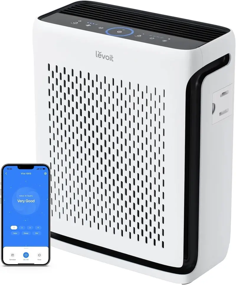 Levoit Vital 100S-P Air Purifier – Compact Smart Cleaner with Washable Pre-Filter & HEPA Sleep Mode (1,073 ft²), Ideal for Allergies & Pets