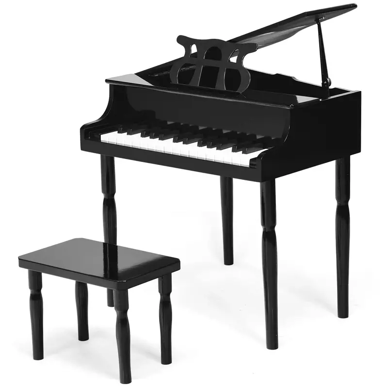 30-Key Wooden Classical Piano for Kids – Mini Grand-Style Learning Instrument with Matching Bench