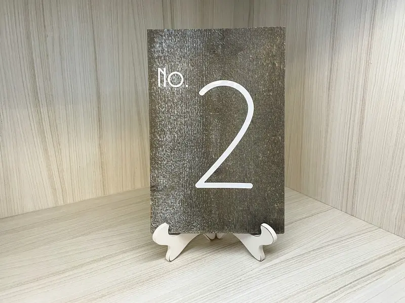 Gray Wood Plank Table Number Signs with Natural Texture
