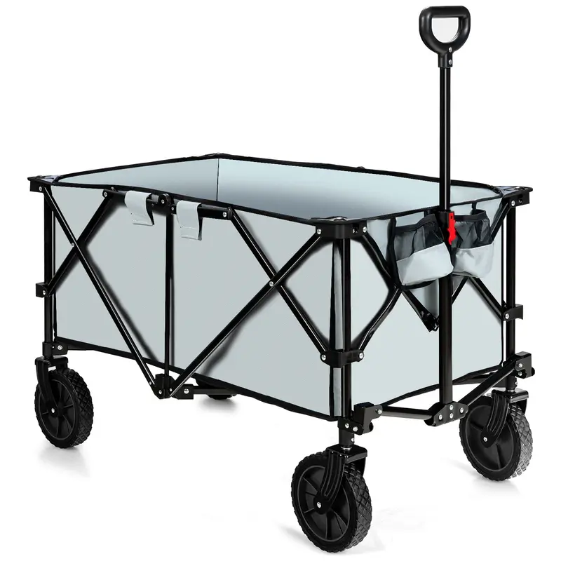 Collapsible Utility Wagon – Folding Cart with All-Terrain Wheels, Telescoping Handle, and Included Cover Bag