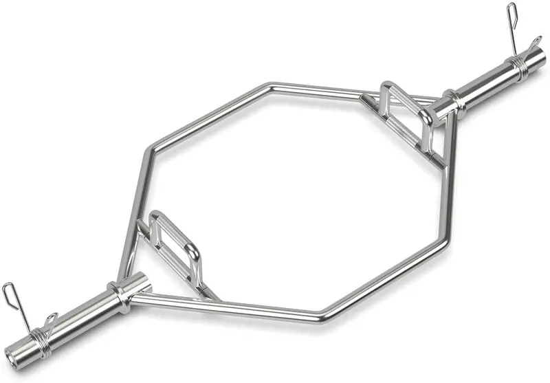 56-Inch Folding Hex Trap Bar – Chrome-Plated Deadlift and Weightlifting Bar with Dual Handles