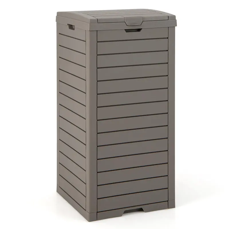 31-Gallon Outdoor Trash Can with Lid and Pull-Out Drain Drawer for Liquids
