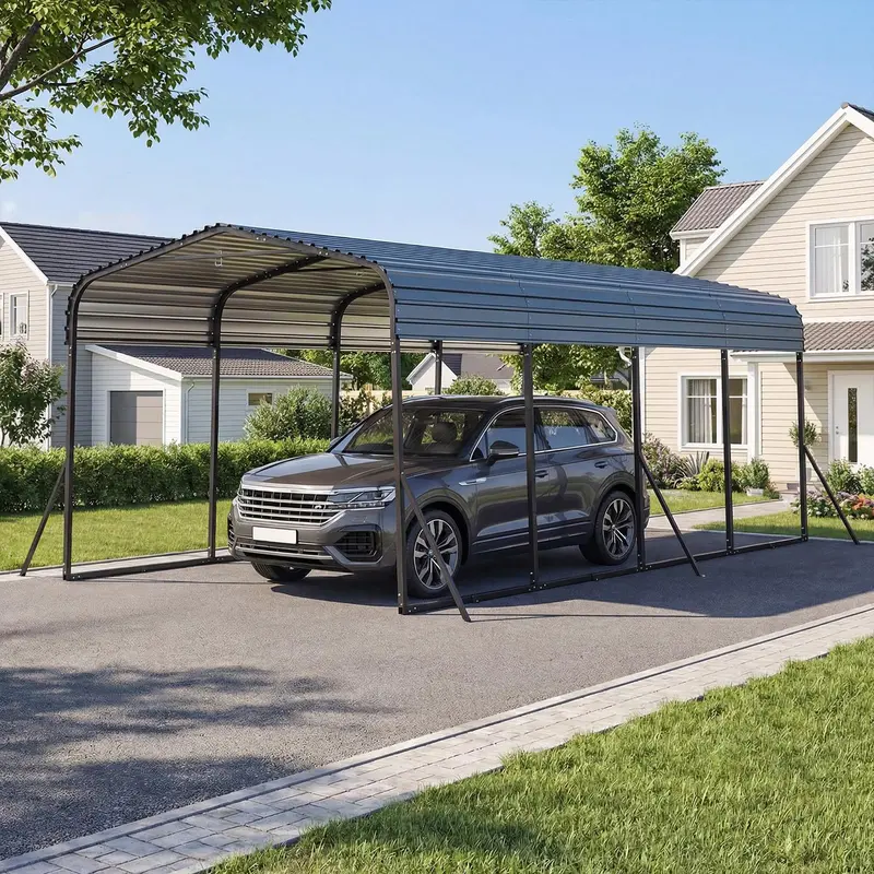 12′ x 20′ Industrial-Strength Galvanized Steel Carport Canopy for Cars and Equipment