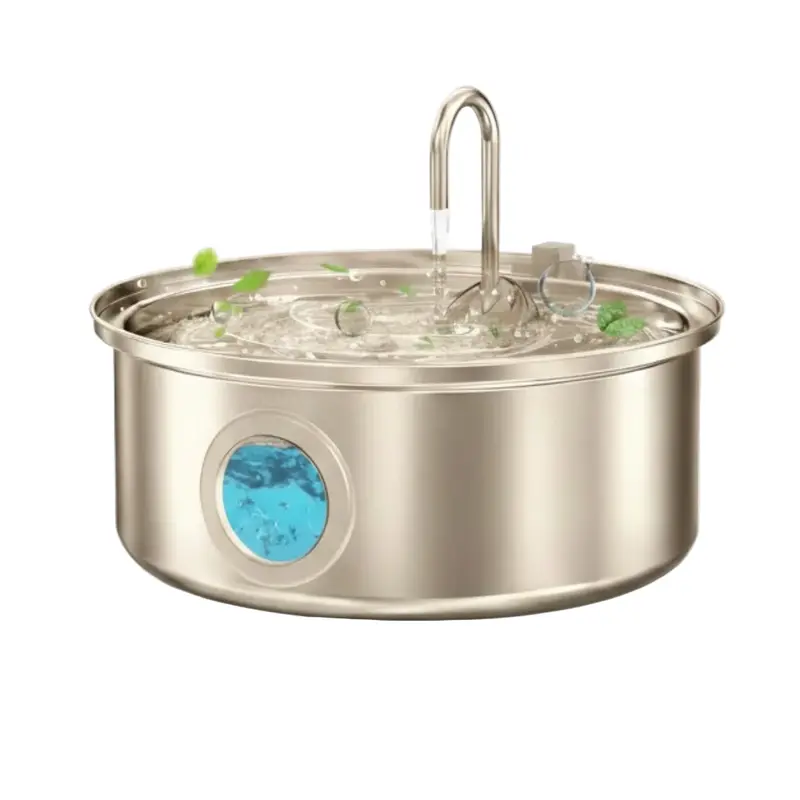 7L Stainless Steel Pet Fountain with Visible Water Level Gauge