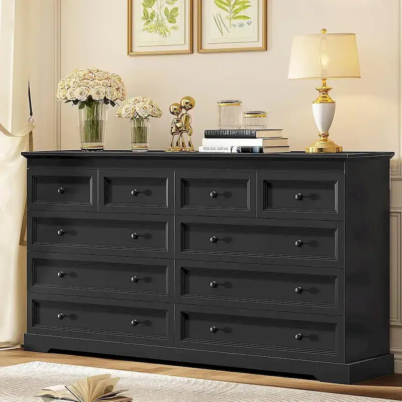 10-Drawer Solid Wood Dresser – Tall Chest of Drawers with Ample Storage and Classic Bedroom Styling