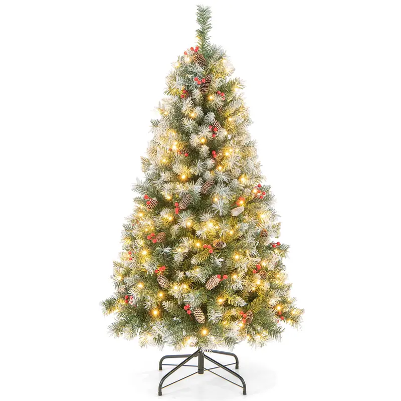 5-Foot Pre-Lit Artificial Christmas Tree with 200 Warm-White LEDs and Hinged Design