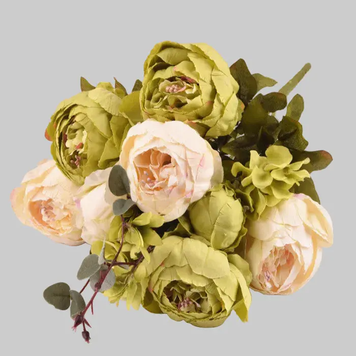 Luxury Peony Silk Flower Bouquet – 13-Piece European-Style Arrangement, 47 cm