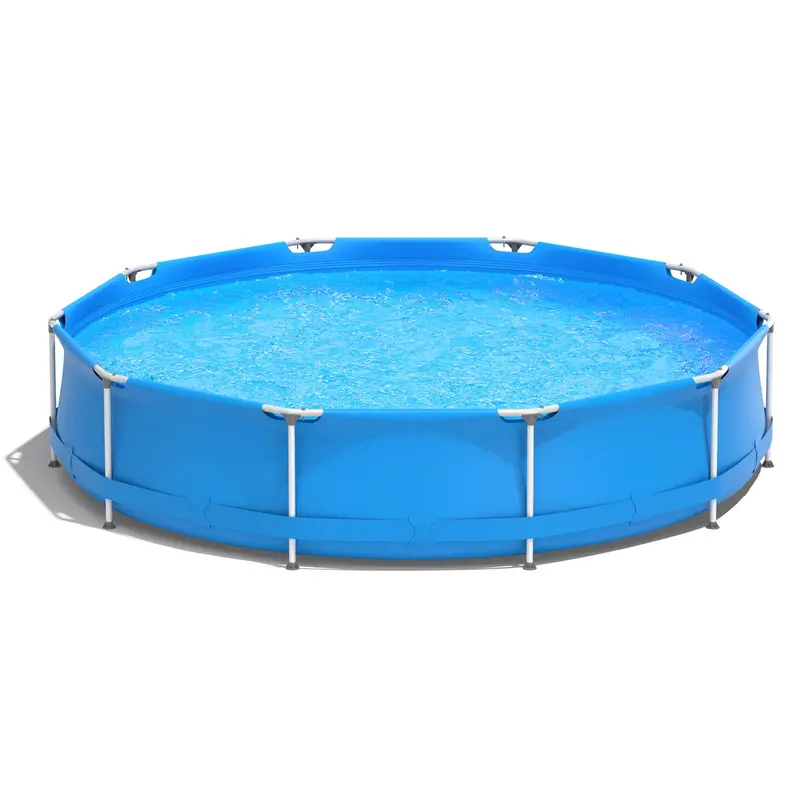 12-Foot Round Steel Frame Swimming Pool – Above-Ground Backyard Pool (30″ Depth)