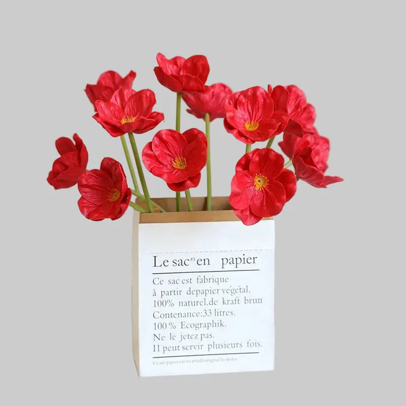 Mini Poppy Stem – PU Faux Floral Accent for Boutonnieres, Centerpieces & Event Details