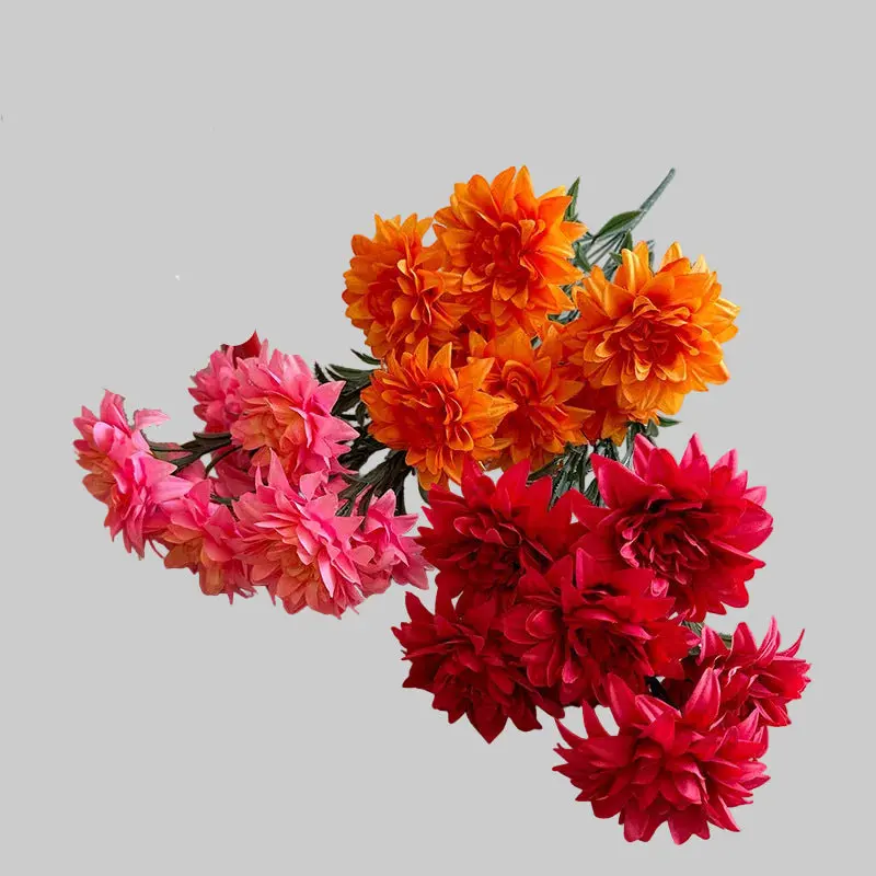 Dahlia-Centered Silk Bouquet – Compact Arrangement Featuring Roses & Peonies, Ideal for Desktops