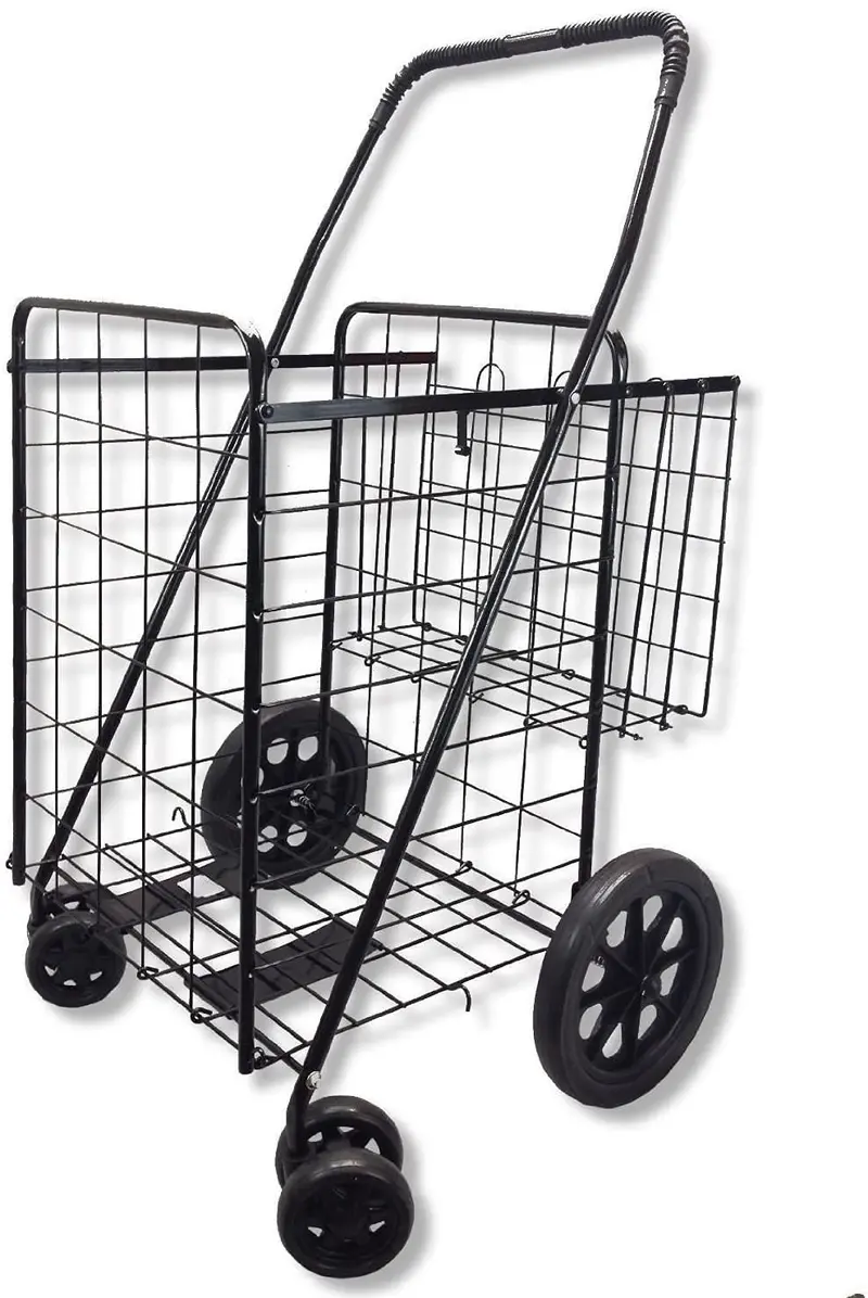 Jumbo Capacity Folding Shopping Cart – Multi-Use Carrier for Groceries, Luggage & More