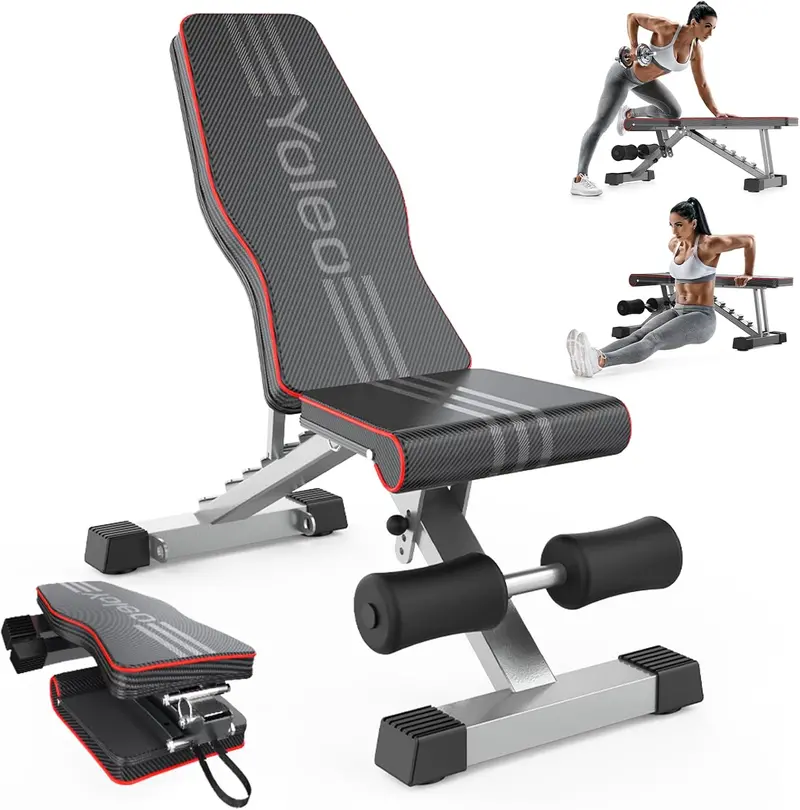 Yoleo Foldable Adjustable Weight Bench for Versatile Home Strength Training