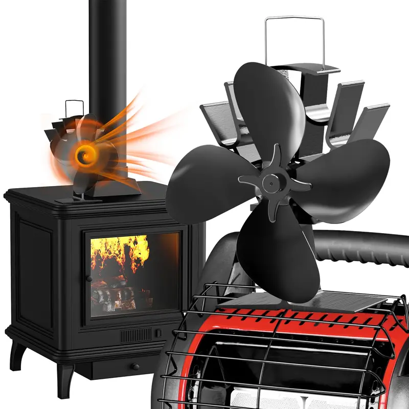 4-Blade Heat-Powered Fireplace Fan | Silent Wood Stove Air Circulator