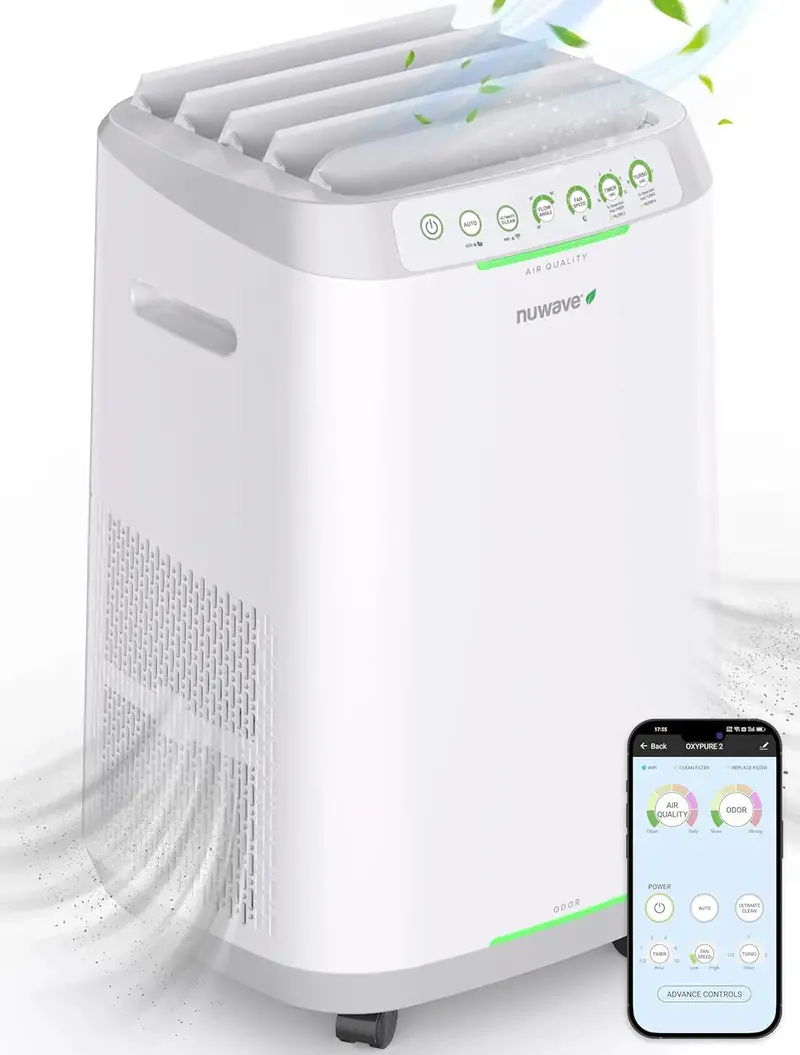 Zero-Maintenance Smart Air Purifier – Filterless Design, Covers 2002 Sq Ft, 6-Speed Fan & Sleep Mode