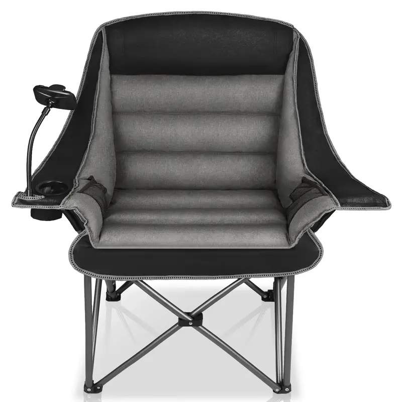 Premium Oversized Single Camping Chair – Heavy-Duty 400-Lb Folding Seat with Cup Holder & Phone Pocket