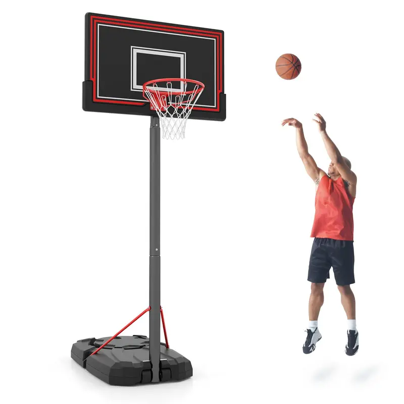 Height-Adjustable Portable Basketball Hoop – Outdoor Goal System with 44″ Shatterproof Backboard (7.5–10 ft range)
