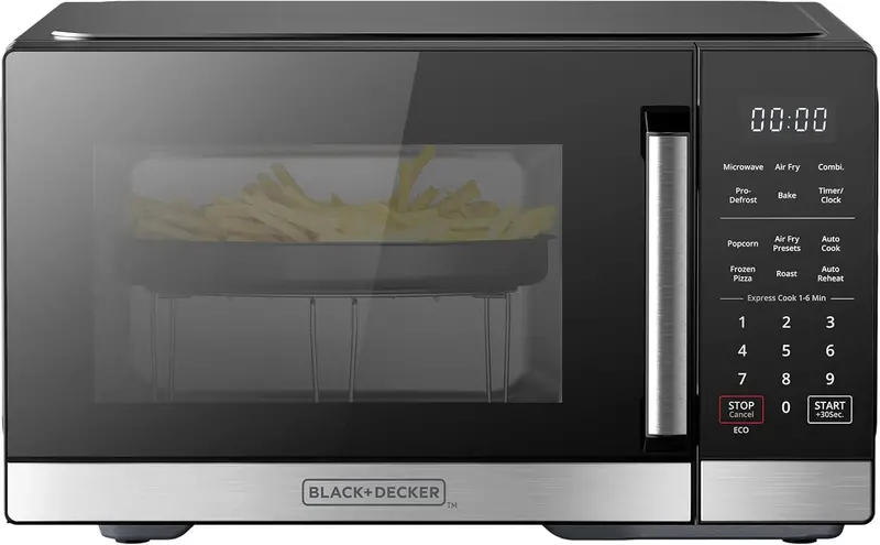 0.9 Cu. Ft. 5-in-1 Countertop Microwave Oven – Convection, Air Bake, Grill, Combo Cook & Child Lock (900W, Stainless Steel)