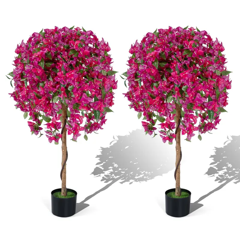 Two-Piece Artificial Azalea Tree Set with Vibrant, Lifelike Blooms for Indoor or Outdoor Use