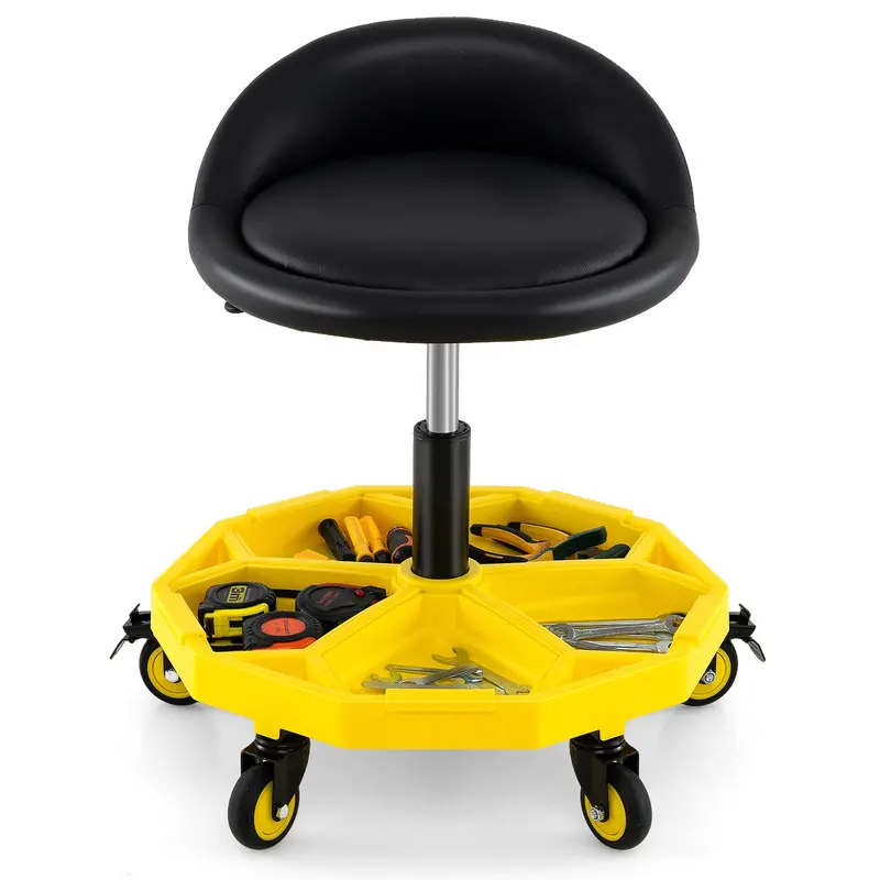 Mechanic’s Height-Adjustable Stool – 20″–25″ Range with Built-In Magnetic Tool Holder